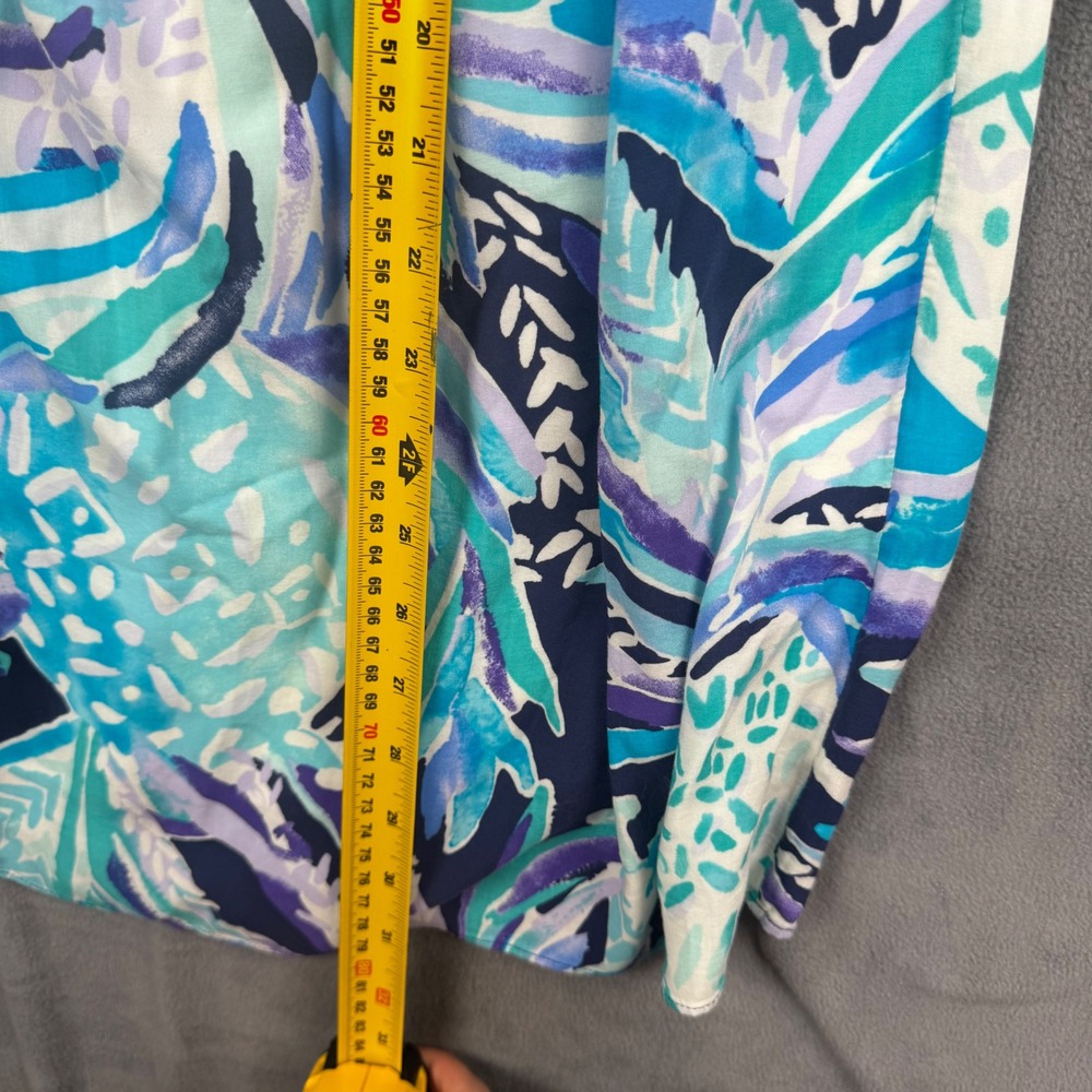Lilly Pulitzer Blue Purple Pineapple Off Shoulder Bell Sleeve Rayon Dress M - Picture 6 of 10
